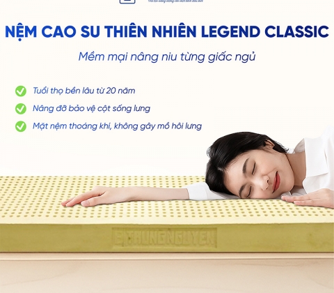 Nệm Cao Su Thiên Nhiên Trung Nguyên Legend Classic