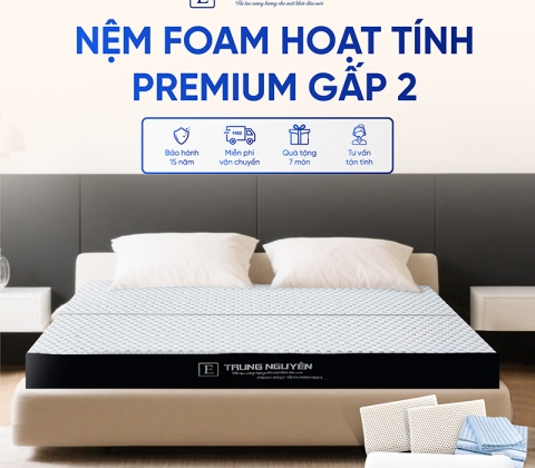 Nệm Foam Hoạt Tính Premium Trung Nguyên Gấp 2
