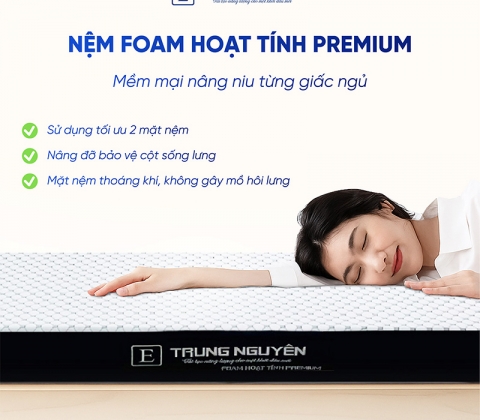 Nệm Foam Hoạt Tính Premium Trung Nguyên Gấp 2