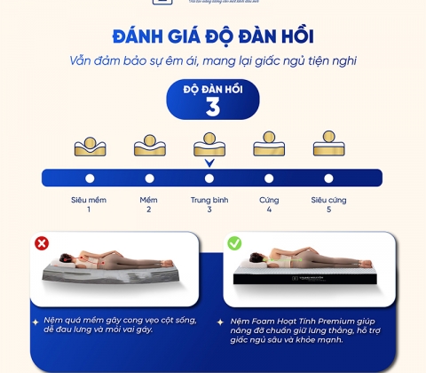 Nệm Foam Hoạt Tính Premium Trung Nguyên Gấp 2