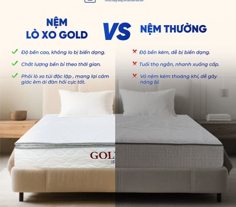 Nệm Lò Xo Túi Độc Lập Gold Hybrid Trung Nguyên