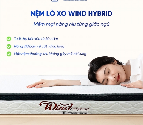 Nệm Lò Xo Túi Độc Lập Wind Hybrid Trung Nguyên